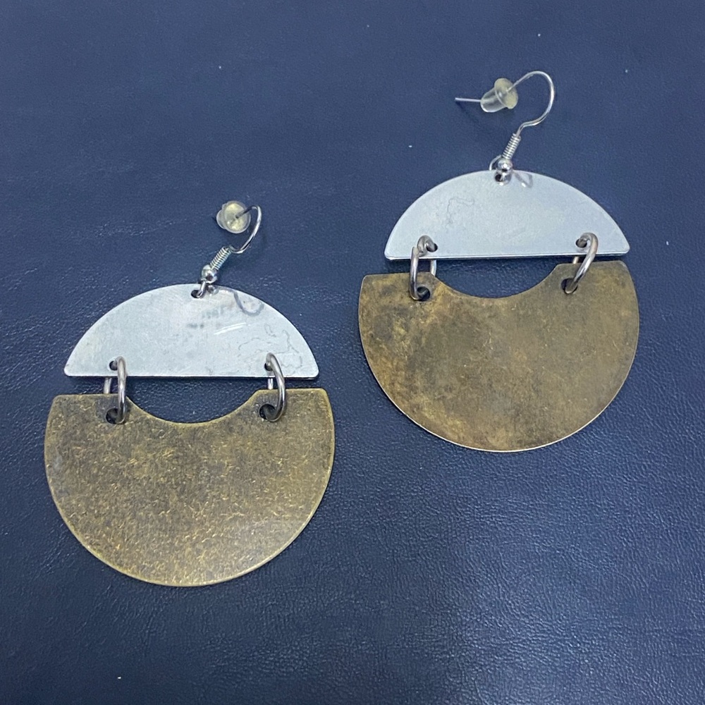Chic Two-Tone Half-Moon shaped Earrings